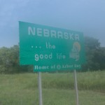 Nebraska sign on a hot, humid night